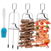 Grilling Savant 3 Way Skewers,14 Inch Metal Skewers for Grilling,Easy to Use ...