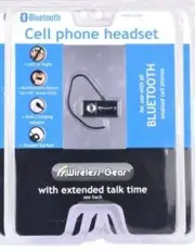 Wireless Gear AU476 Bluetooth Headset for Cell Phone Black Extended Talk Time