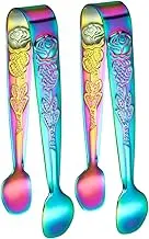 WATIIFUFU Set of 2 Mini Tongs Stainless Steel Candy Tongs for Sugar Cubes Ice Cubes Snacks for Bars Restaurants
