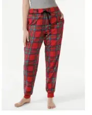 Joyspun women’s plaid cuff sleep pant XL(16-18) brilliant red