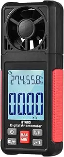 Handheld Anemometer, Digital Wind Gauges Wind Speed Meter Measures Wind Speed, Temperature, Humidity with Large Backlit LCD Display, MAX/MIN, Data Hold for Shooting Windsurfing Fishing Hunting HT605