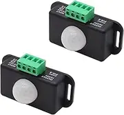 Clearhill Black 2 Packs PIR Motion Sensor Switch for LED Lights, DC 12V, DC 24V Infrared Motion Detector, Adjustable Delay Timer, Auto ON/Off for LED Strips, Energy-Efficient Lighting Controller