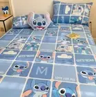 Lilo&Stitch Cartoon Kids Bed Decor Set Fitted Sheet Single/Double/King Size