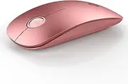 Bluetooth Wireless Mouse - (BT5.1+USB) Dual Connectivity, Quiet Click, Low Power, and 1600 DPI, Portable Cordless Mouse for Mac, Laptop, MacBook Pro/Air, iPad (Rose Gold)