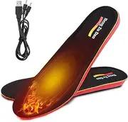 [Generic] Wireless Electric Heated Insole Foot Warmers Battery Powered Heated Insoles Winter Warm Shoe Insoles for Working Skiing Hiking Camping Red EU41-45