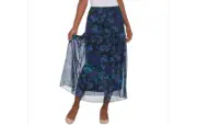 Linea by Louis Dell'Olio Regular Floral Print Pull-On Soft Skirt Navy 1X A341732