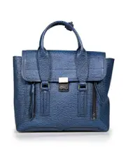 Blue Leather Medium Pashli Satchel