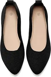 [Shupua] Women's Flats Shoes Pointed Toe Flats Comfortable Slip on Shoes Flat Dress Shoes Black Ballet Flats for Women, Black, 8