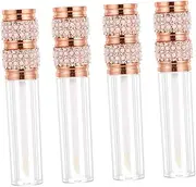 MERRYHAPY 4pcs Lip Gloss Tube Lipstick Tube Tint Refill Glosses Clear Water Bottles Lifter Empty Lip Gloss Containers Spray Lip Gloss Tubes Bulk Plumper Jelly Atomizer Golden Plastic
