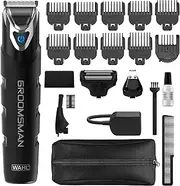 Wahl Groomsman Stainless Steel Men's Beard and Body Groomer, 21 Piece Kit, Powerful Men's Gift, Rechargeable, Waterproof with Ear, Nose and Eybrow Grooming Attachment
