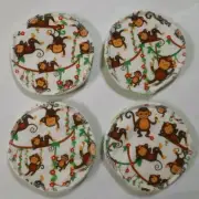 4 x 3 layer Washable Reusable Absorbent Breast/Nursing/Breastfeeding Pads Monkey