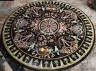 Patio Table with Semi Precious Stone Inlay Work Black Marble Dining Table Top