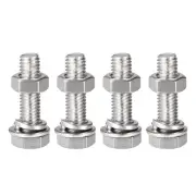 M8 x 30mm Hex Head Screws Bolts, Nuts, Flat & Lock Washers Kits 4 Sets