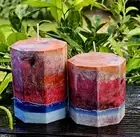 COASTAL BANKSIA, WATTLE & NATIVE FRANGIPANI Set of 2 HEXAGON Scented ART CANDLES