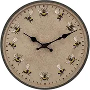 WOZUN Wall Clock 12Inches Wall Mounted Clock with Bees Pattern Wall Mount Clock for Garden Outdoor Bedroom Kitchen