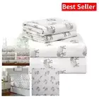 Oeko-Tex Certified Cotton Flannel Sheet Set - 4 Pieces, Cal King Elephant Design