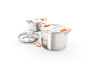 GSI Outdoors Glacier Stainless Steel Base Camper - Large - 3 Pieces Cookset -...