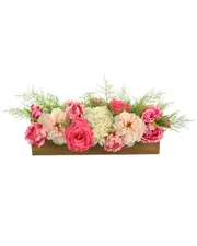 Creative Displays Hydrangeas & Peonies Arranged in Wooden Basket