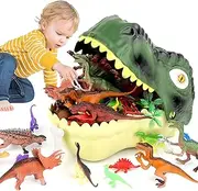 Dinosaur Toys for Kids,45PCS Realistic Dinosaur Figure Playset with Eggs Trees Fence and a Dino Storage Box to Create a Dino World,Educational Figures, Dinosaur Toys for Toddler Age 3 4 5 6 7 Year Old