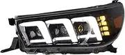 Auto Front Lamps Compatible For Toyota Hilux 2015-2020 Refit Matrix Style Headlights With Streaming Turn Signal Lights Car Accessories