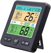 Thermometer Clock Electric Wall Mount Hygrothermograph Digital Temperature Humidity Monitor for Home