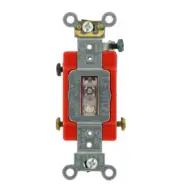 Leviton Industrial Grade Heavy Duty 3-Way Lighted Handle Toggle Switch Clear