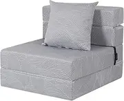 LOVMOC Cooling Folding Sofa Bed, High-Density Memory Foam Sofa Bed with a Fluffy Pillow, Futon Floor Couch Guest Bed, Single Size, Grey