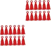 24 Pcs Ring Tassel Pendant Cell Phone Accessories Phones Decor Mini Cell Black Tassel Bookmark Tassel Hat Jewelry Making Pendants Phone Charm DIY Jewelry Accessories Polyester Red CIMAXIC