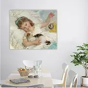 Paint by Numbers for Adults Emile Munier《Girl Playing with Kitten》 Adults Paint Kits Canvas Gifts Arts Crafts for Home Decor