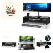 Wood Monitor Stand Riser, 2 Tiers with Storage Organizer, Desktop Ergonomic C...