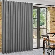 DWCN Patio Sliding Door Curtains - Extra Wide Curtains for Glass Door, Room Divider Blackout Thermal Curtain Panel with Back Tab & Rod Pocket for Bedroom Partition, 100 x 96 Inches, Light Grey