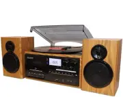 Boytone BT-28SPW Bluetooth Classic Record Player Turntable All-in-One with AM...