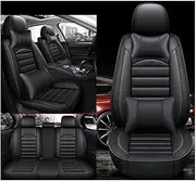 Car Cushion Fully Enclosed Leather Seat Covers Summer Breathable Seat Cushions Suitable for All Seasons(Black Deluxe)