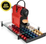 Coffee Pod Holder Drawer for Nespresso Pods, Black Kitchen Organizer 60 Pods