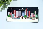 NWT KATE SPADE WONDERS LARGE SLIM BILFOLD WALLET MULTI CHRISTMAS KE695