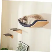 Cat Wall Shelf with Two Steps - Cat Shelves and Perches for Wall (Large Curved