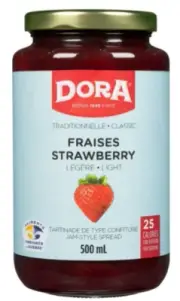 Dora Classic Light Strawberry Jam Spread with Pectin, 500mL