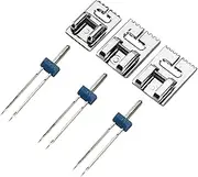 Aswalling 3 Pcs Double Twin Needles Pins (3 Size Mixed 2.0/90 3.0/90 4.0/90) with 3Pcs Groove Pintuck Presser Foot Sewing Machine Accessories