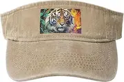[RLDOBOFE] Sun Visor Hat Adjustable Empty Top Baseball Cap Color Swirl Tiger Image Sun Hats for Women Men Sports Hats Summer Beach Cap