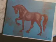 Horse figure drawing pastel print artist Jerome Cadd noble red