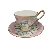 在飛比找Yahoo奇摩拍賣-7-11運費0元優惠優惠-中古英國骨瓷Royal Albert手繪粉色山茱萸杯盤