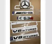 OEM Matte Black Rear C63s AMG Star Badge Set for Benz C63 s W205 Sedan / Coupe