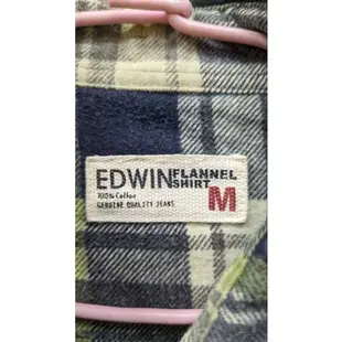 二手 Edwin 100%純棉襯衫 花呢格紋 法蘭絨 Sz:M