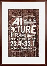 HOMESEVEN A1 Picture Frame (23.4 x 33.1 inches), Solid Wood Brown Wood Poster Frame-Horizontal and Vertical Wall Hanging for Home, Exhibition, Caffe(Brown)