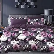 [Luxton] Antonella Garden Floral Plum Quilt Cover Single Botanical 2pcs Grey Purple Quilt Cover Set (Single Size)