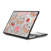 MacBook Pro 14-inch (M1 - M4) Impact Case Cute Sloth Donut with Strawberry Peach Cherry - Kawaii Animal with Cartoon Food & Pink Fruit