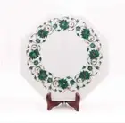 12" white marble Coffee Table Top Antique Design Inlay malachite Hallway Table