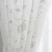Europe White Leaves Embroidered Tulle Curtains Screen Room Voile Sheer Curtain
