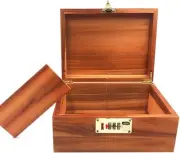 Large Wooden Box Decorative Acacia Storage with Combination Lock...