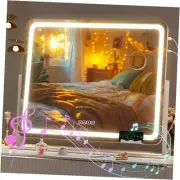 Vanity Mirror with Lights and Bluetooth Speaker, 23.6" x 19.7" LED Makeup